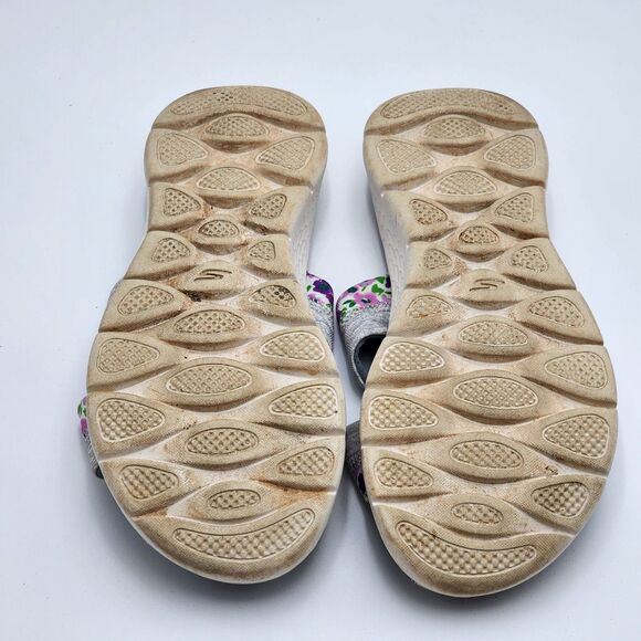 Skechers Go Walk Flex Gray Multi Blossom Slide Sandals Size 10 - Picture 7 of 12